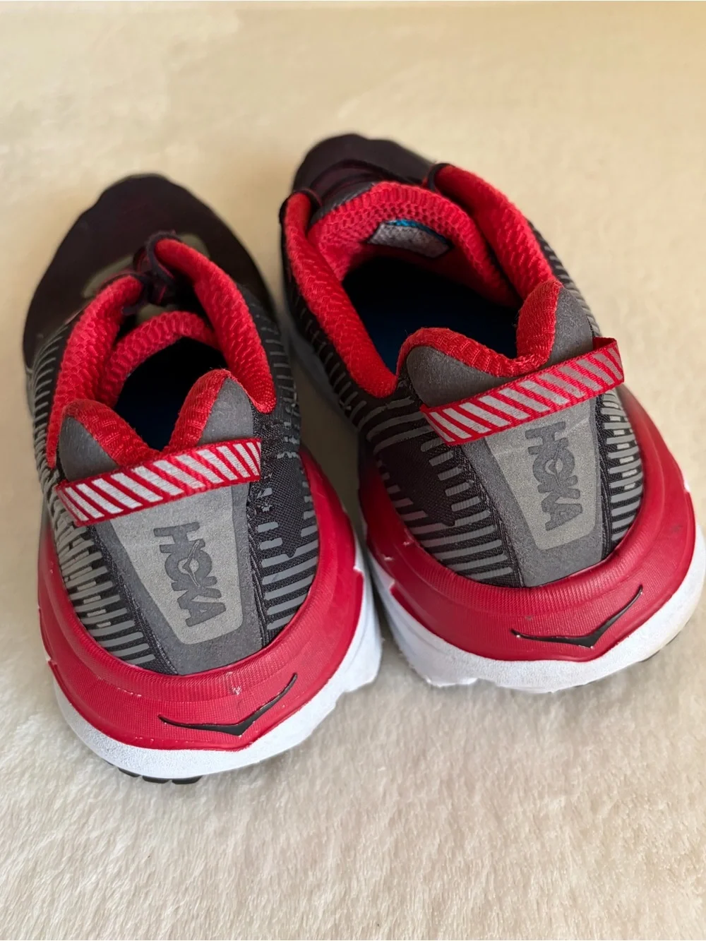 Hoka One One Men's Black and Red Athletic Running Shoes